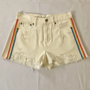 American eagle distressed white jeans booty shorts