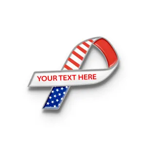 American Flag Ribbon Pin with Custom Text