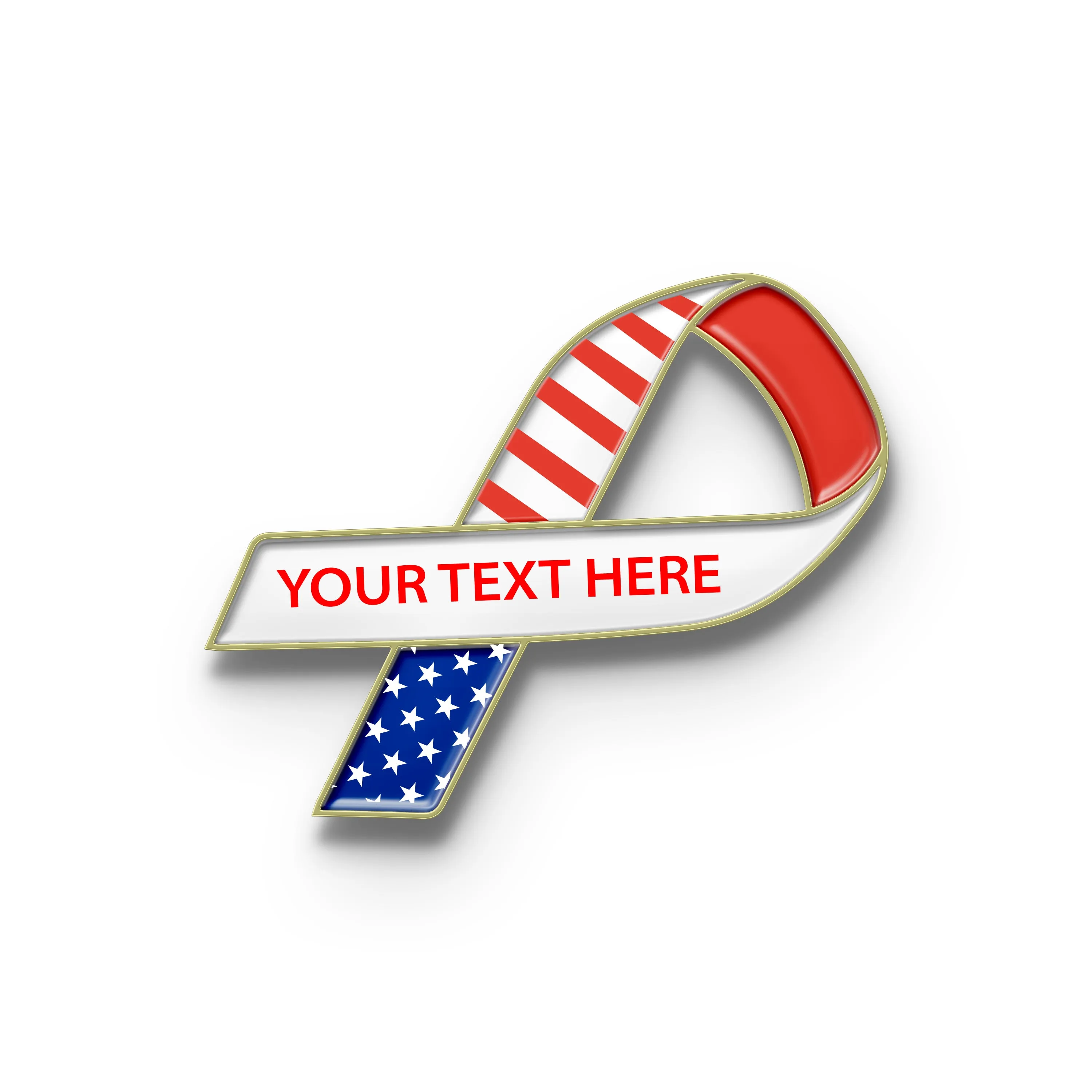 American Flag Ribbon Pin with Custom Text