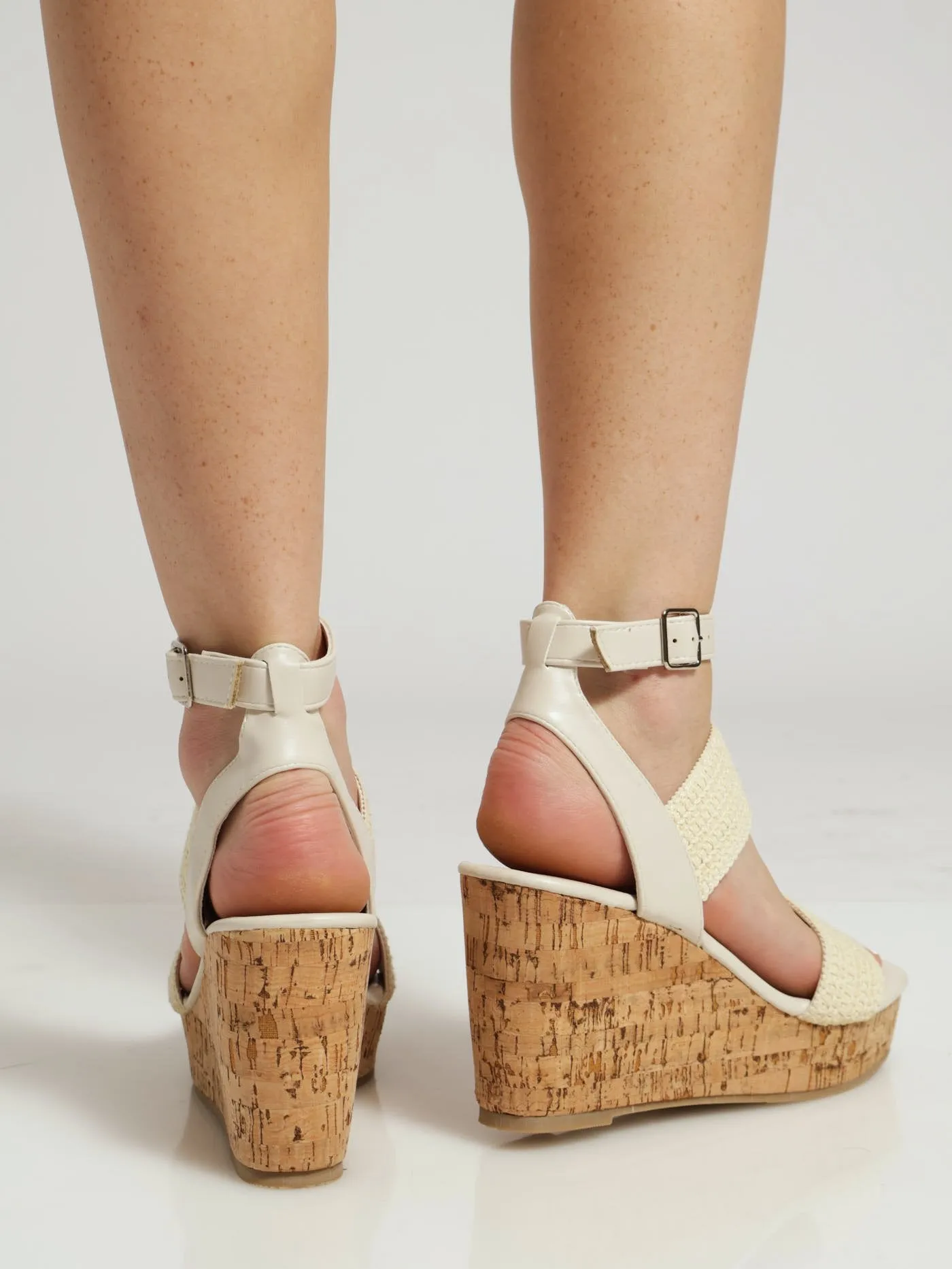 Ankle Double Strap Vamp Wedge - Natural