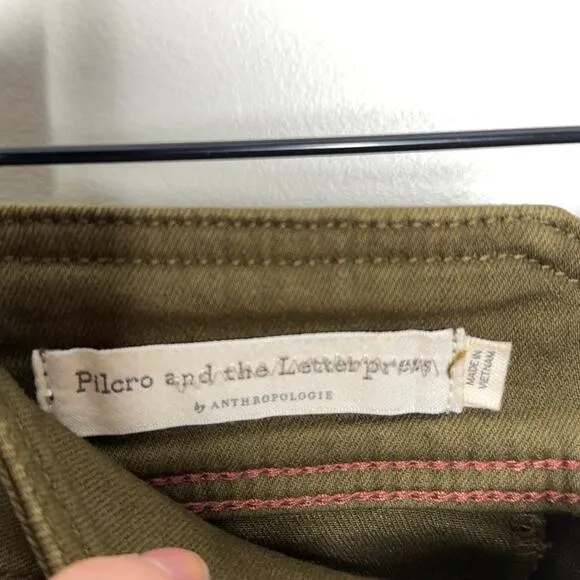 ANTHROPOLOGIE x PILCRO High-Rise Utility Bootcut Jeans Olive Green {3S51}