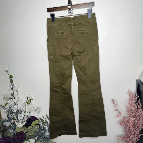 ANTHROPOLOGIE x PILCRO High-Rise Utility Bootcut Jeans Olive Green {3S51}