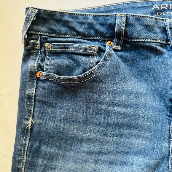 Ariat Jeans Women's 32L Perfect Rise Katie Flare Maya Blue Ultra Stretch Western