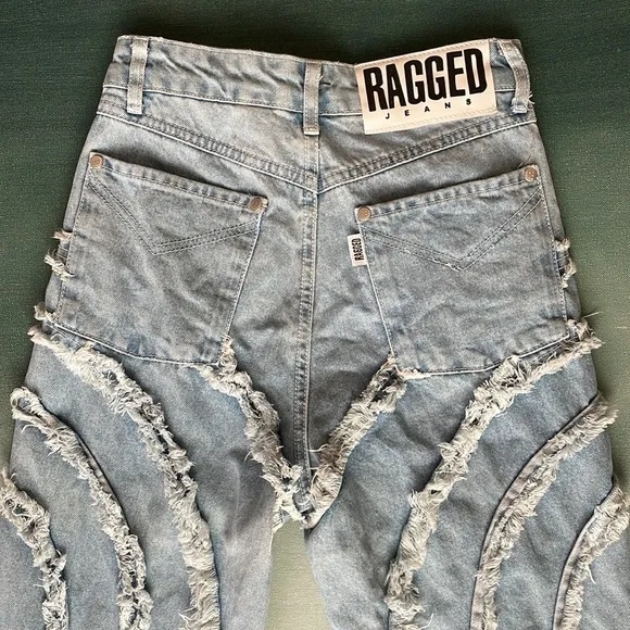 Asos The Ragged Priest Mom Jeans with Circle Fray Panels