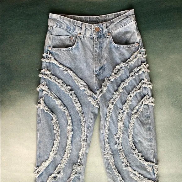 Asos The Ragged Priest Mom Jeans with Circle Fray Panels