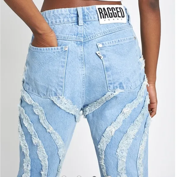 Asos The Ragged Priest Mom Jeans with Circle Fray Panels