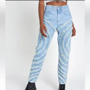 Asos The Ragged Priest Mom Jeans with Circle Fray Panels