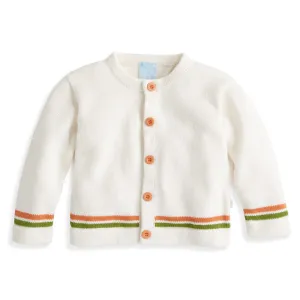 Baker Cardigan -- Ivory with Orange & Green