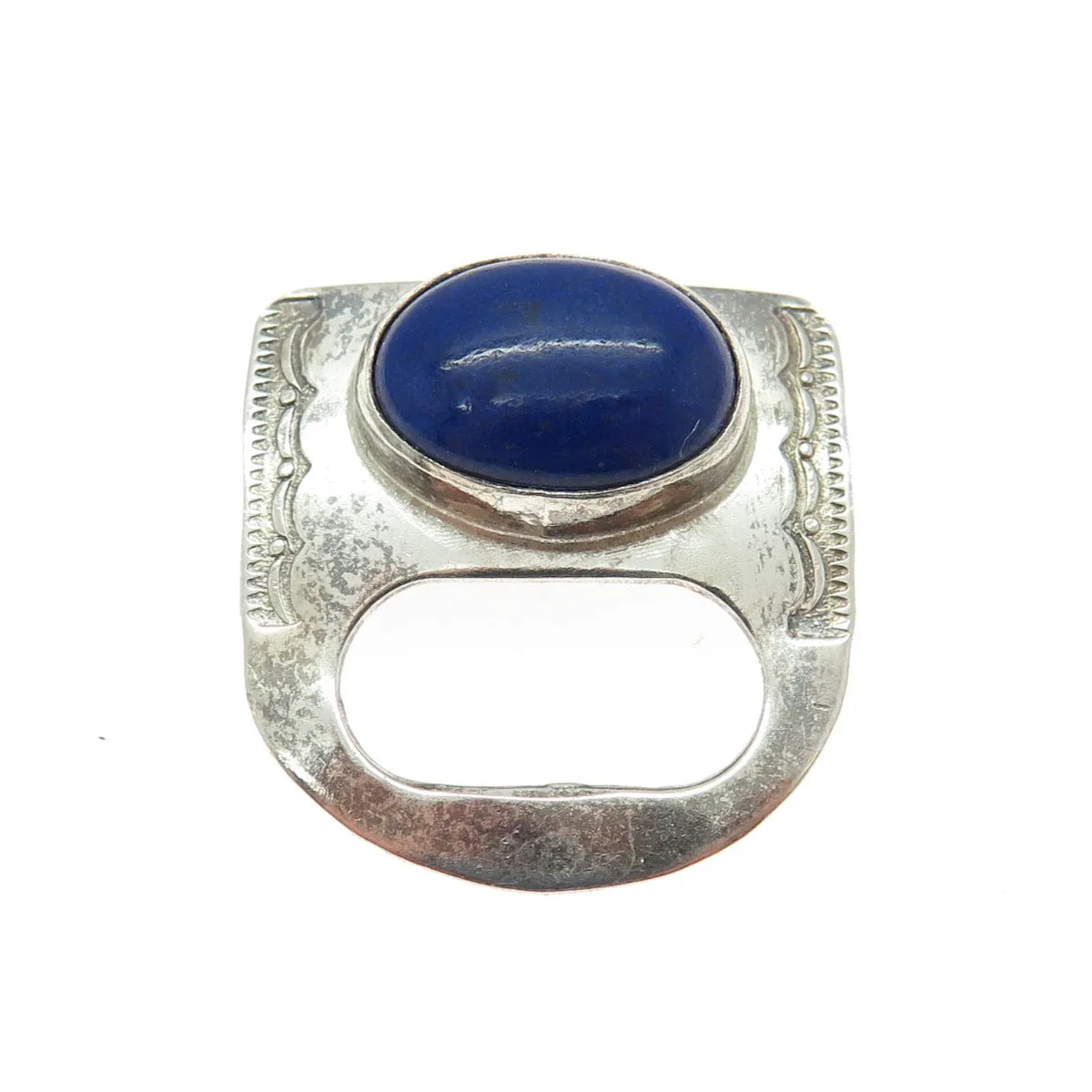 BEN J CHAVEZ NAVAJO Old Pawn 925 Sterling Silver Southwestern Lapis Pin Brooch