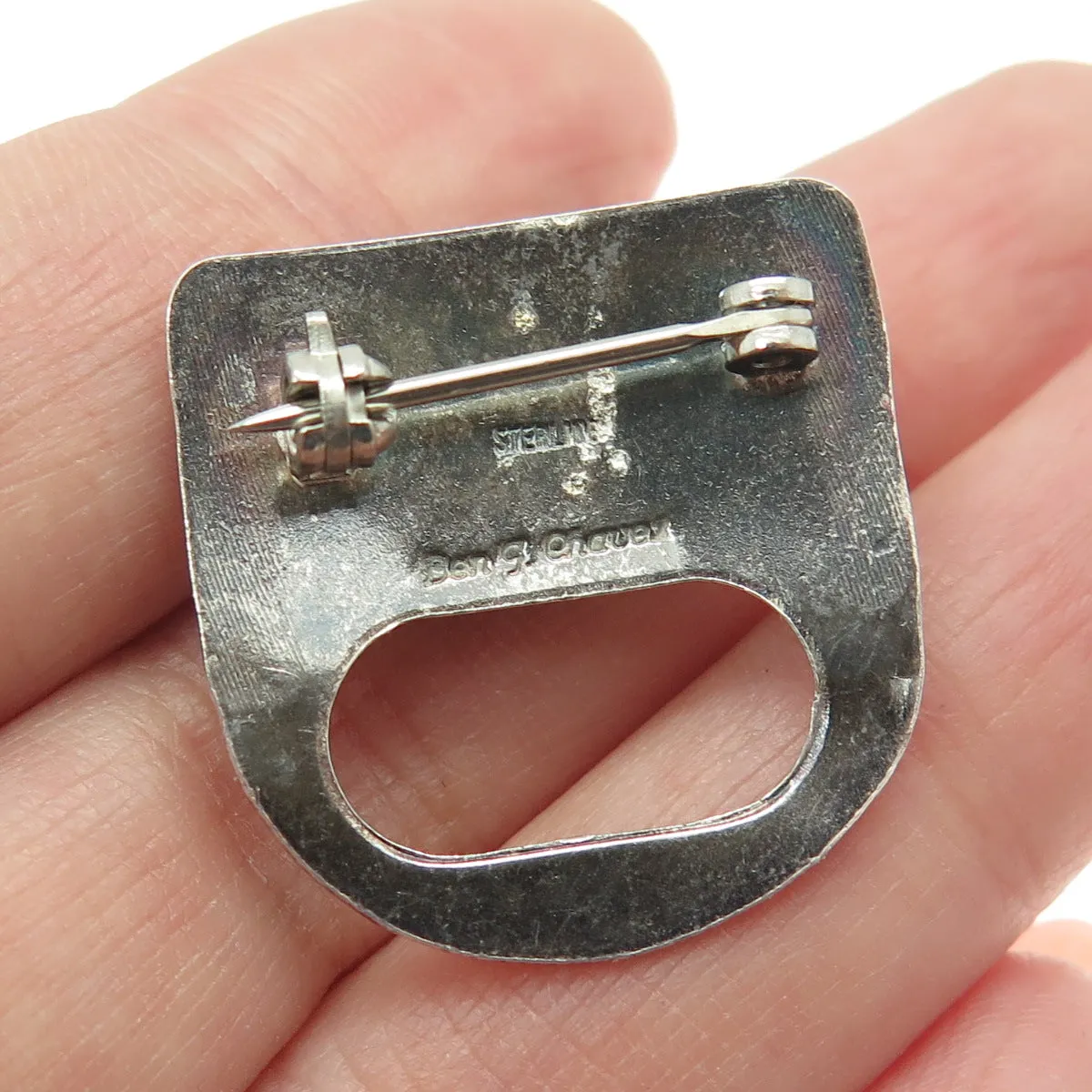 BEN J CHAVEZ NAVAJO Old Pawn 925 Sterling Silver Southwestern Lapis Pin Brooch
