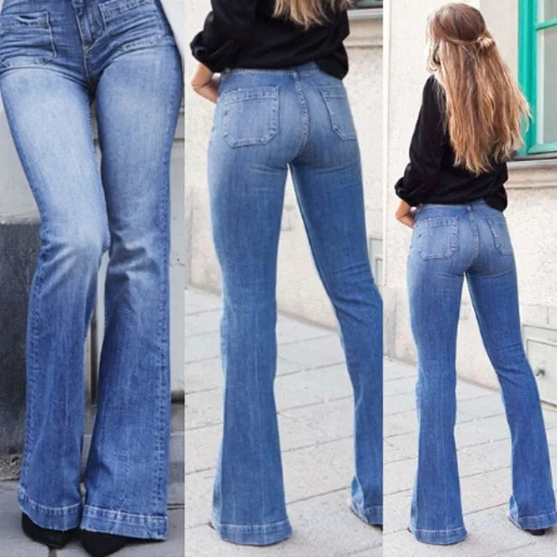 BerryBetty - Skinny Flared Jeans Women's Fashion Denim  Pants Bootcut Bell Bottoms Stretch Trousers Women Jeans Woman Jeans Low Rise Jeans