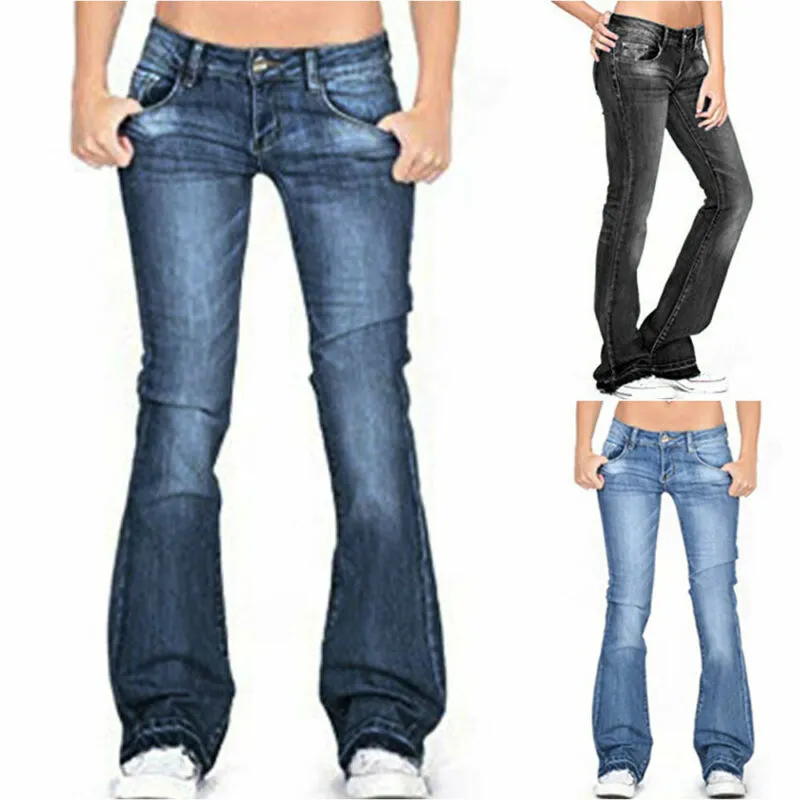 BerryBetty - Skinny Flared Jeans Women's Fashion Denim  Pants Bootcut Bell Bottoms Stretch Trousers Women Jeans Woman Jeans Low Rise Jeans