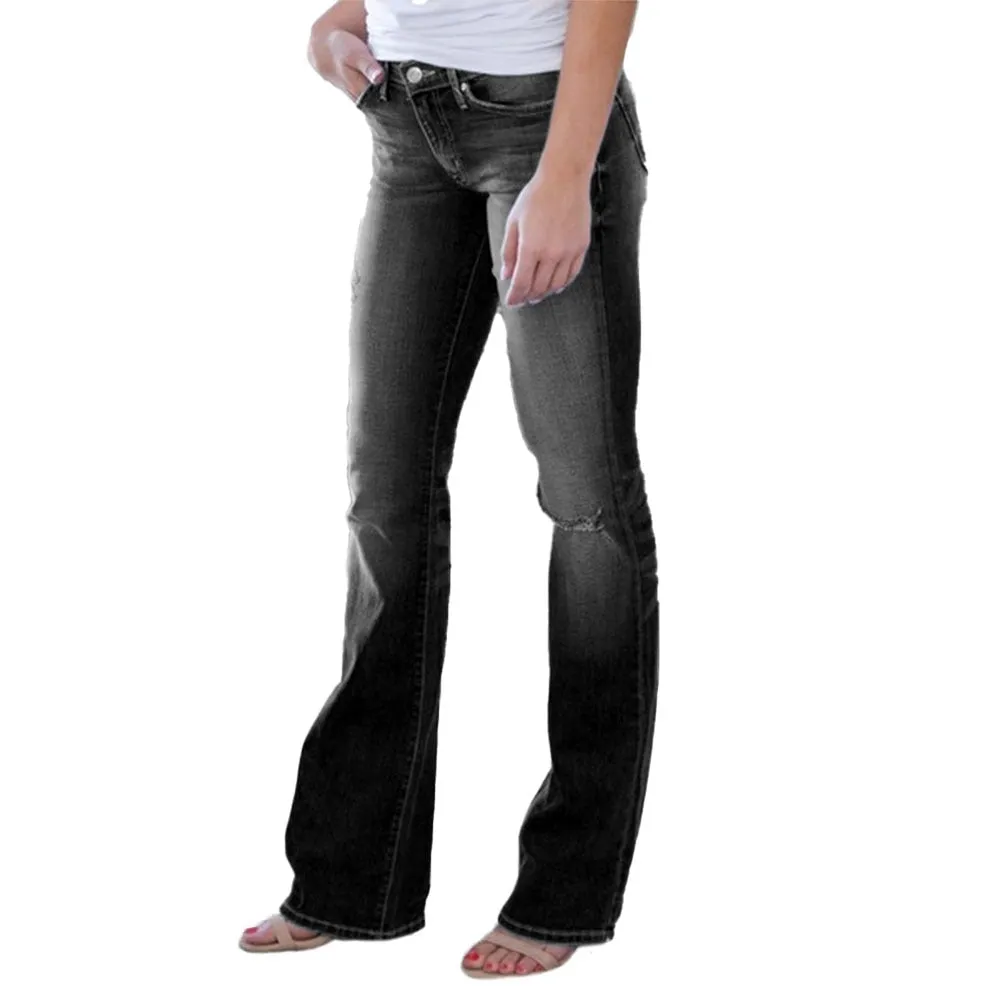 BerryBetty - Skinny Flared Jeans Women's Fashion Denim  Pants Bootcut Bell Bottoms Stretch Trousers Women Jeans Woman Jeans Low Rise Jeans