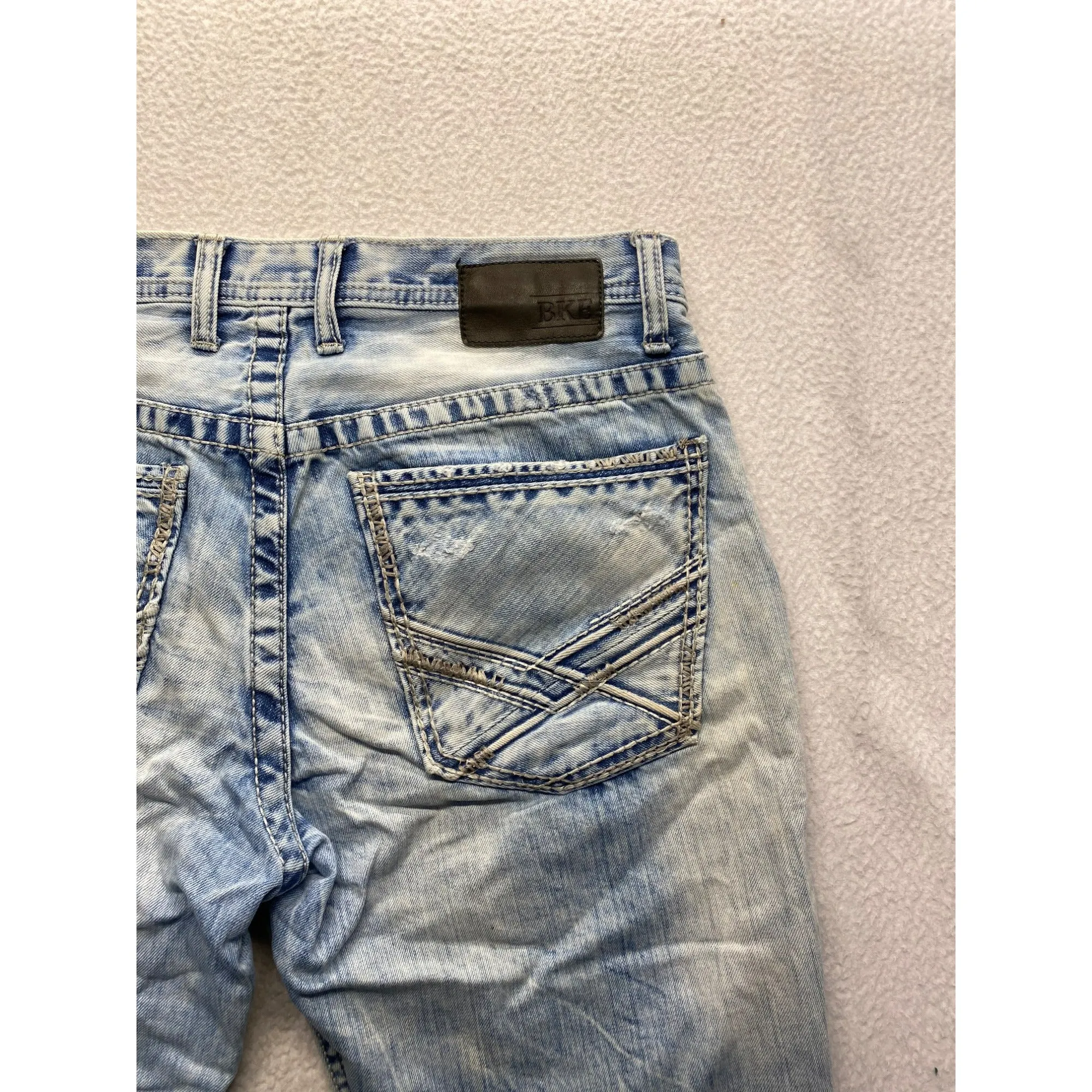 BKE Jake 34L Mens Distressed Light Wash Jeans #5728