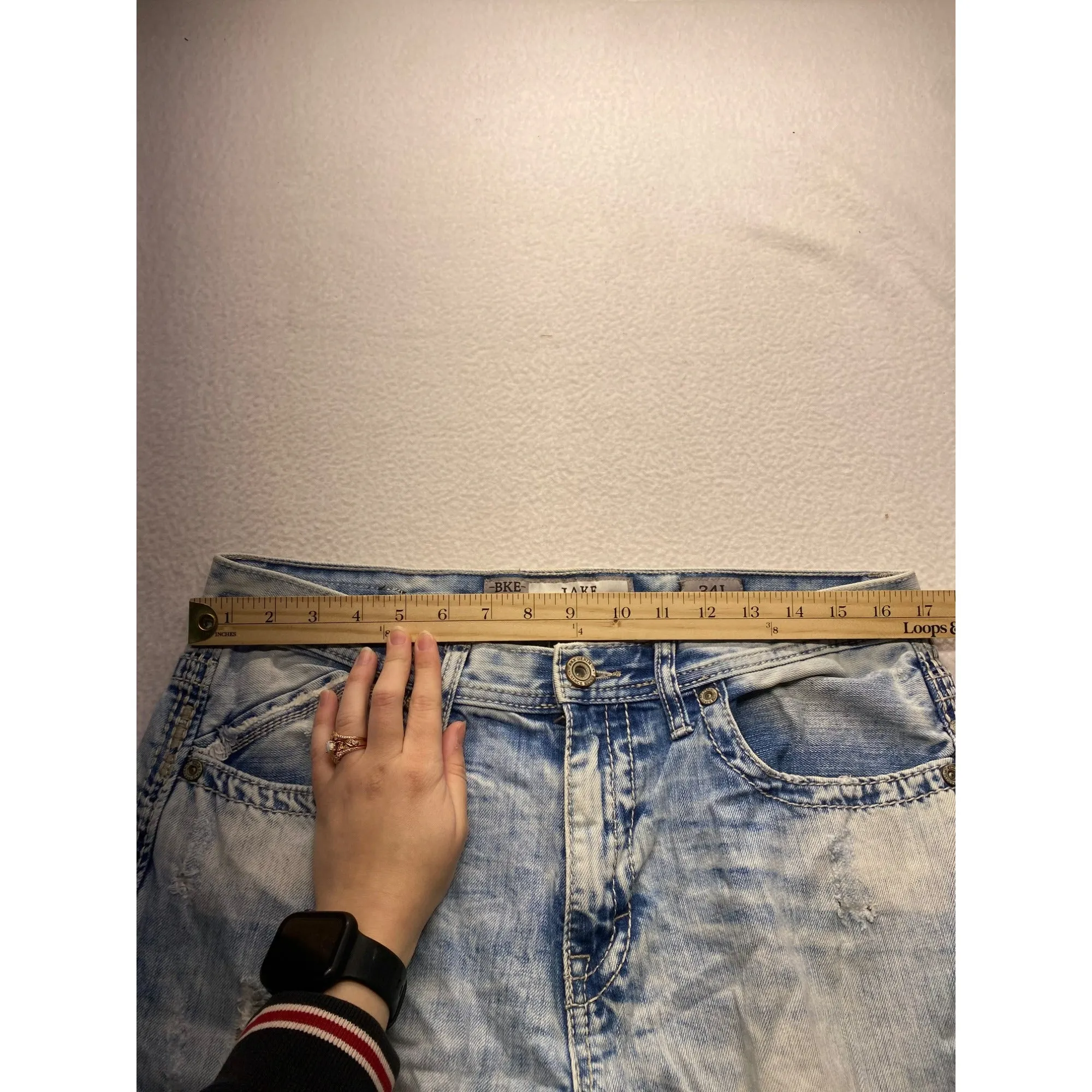 BKE Jake 34L Mens Distressed Light Wash Jeans #5728