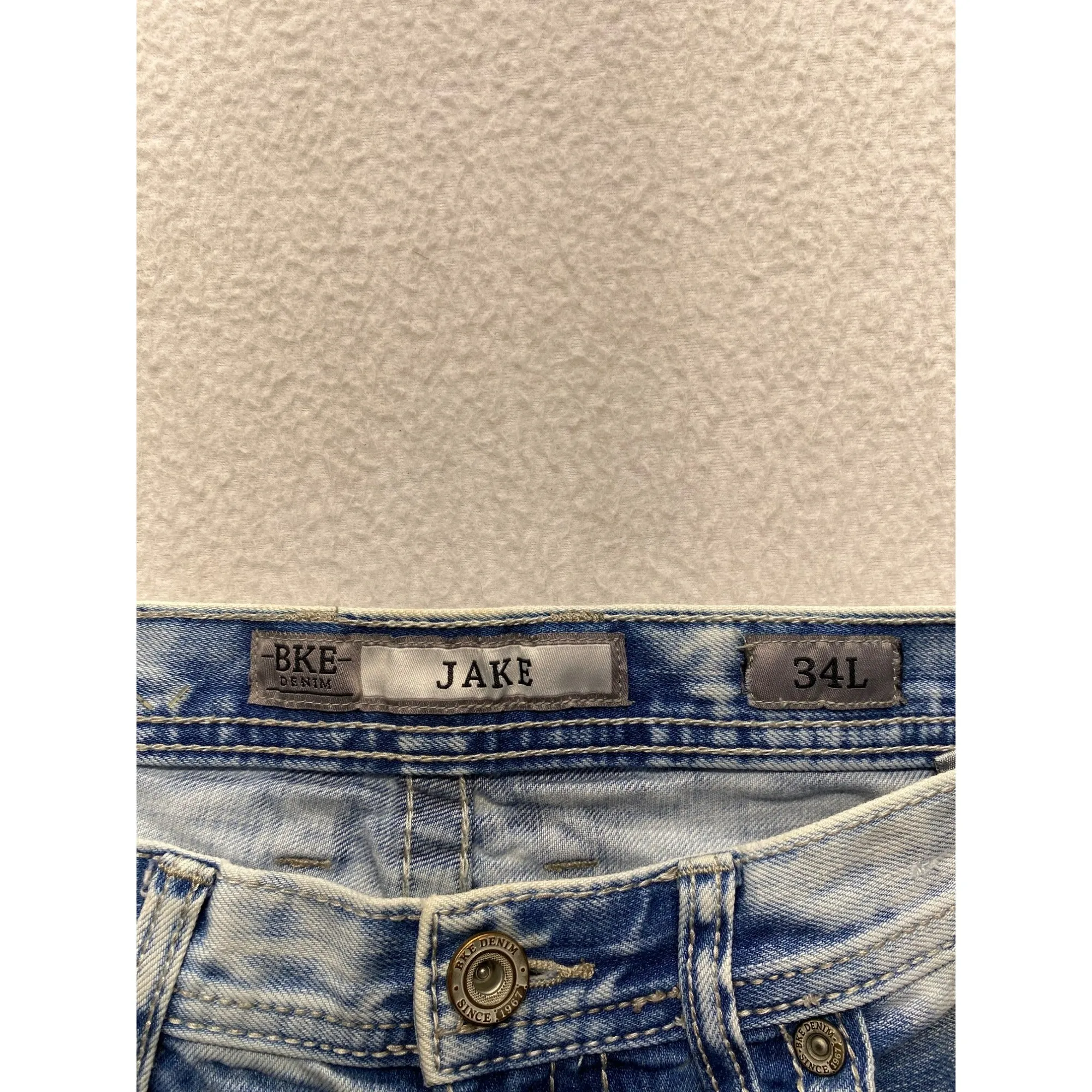 BKE Jake 34L Mens Distressed Light Wash Jeans #5728
