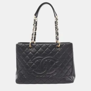 Black Caviar Skin Matelasse Grand GST Tote Bag