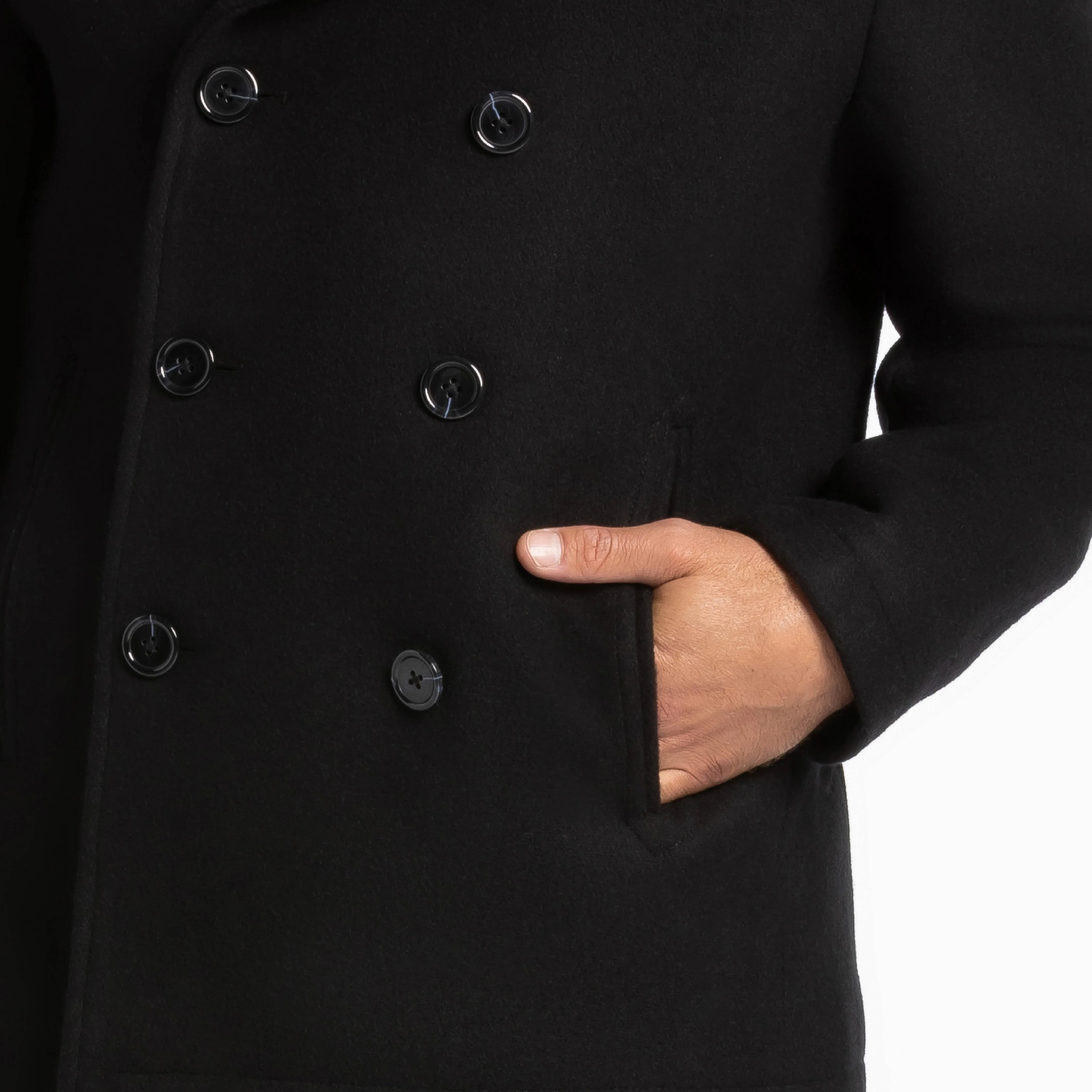 Black Double-Breasted Peacoat
