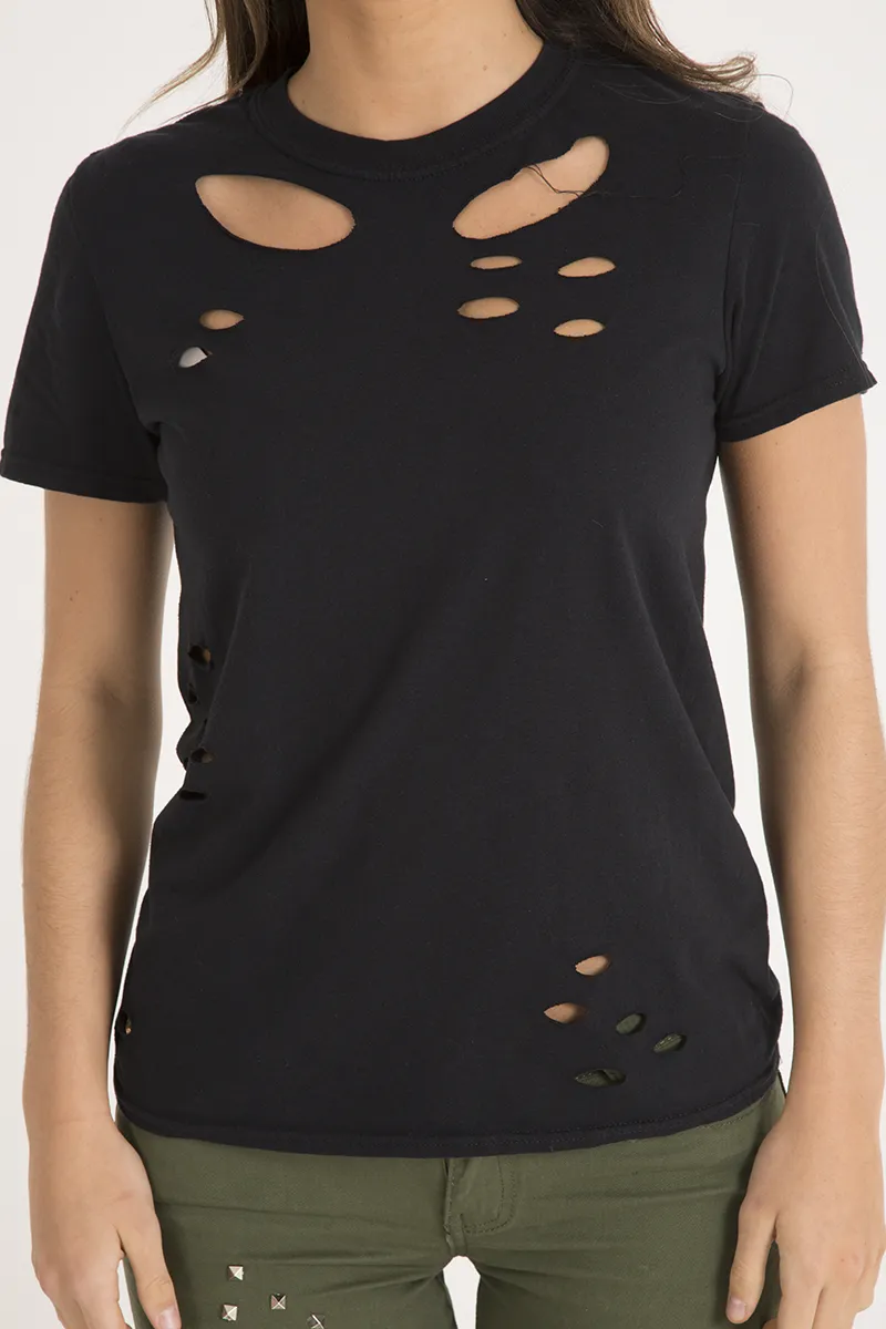 Black Laser Cut Top - Lacey