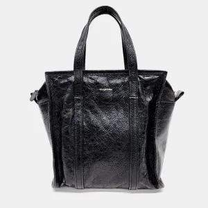 Black Leather Bazar Tote Bag