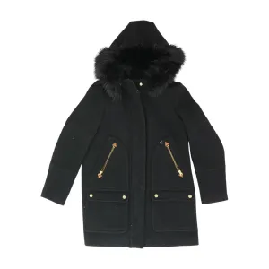 Black Solid Peacoat Coat