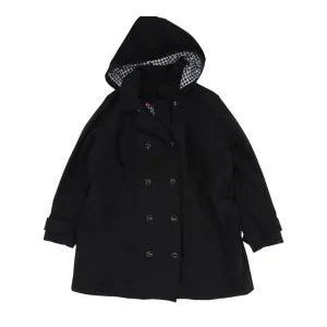 Black Solid Peacoat Coat