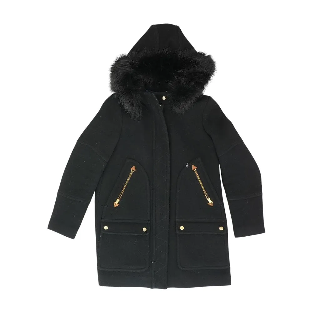 Black Solid Peacoat Coat