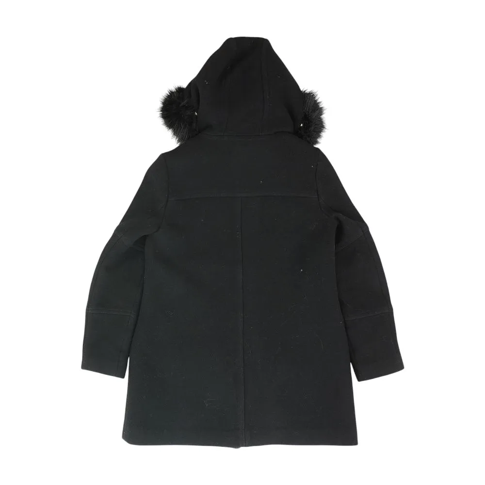 Black Solid Peacoat Coat