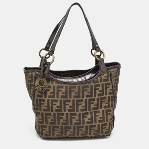 Black/Tobacco Zucca Canvas and Patent Leather Chef Shopper Tote
