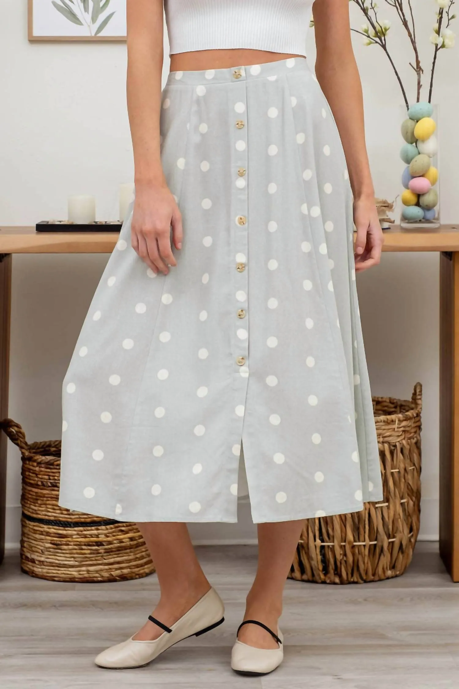 Blu Pepper - Polka Dot Midi Skirt