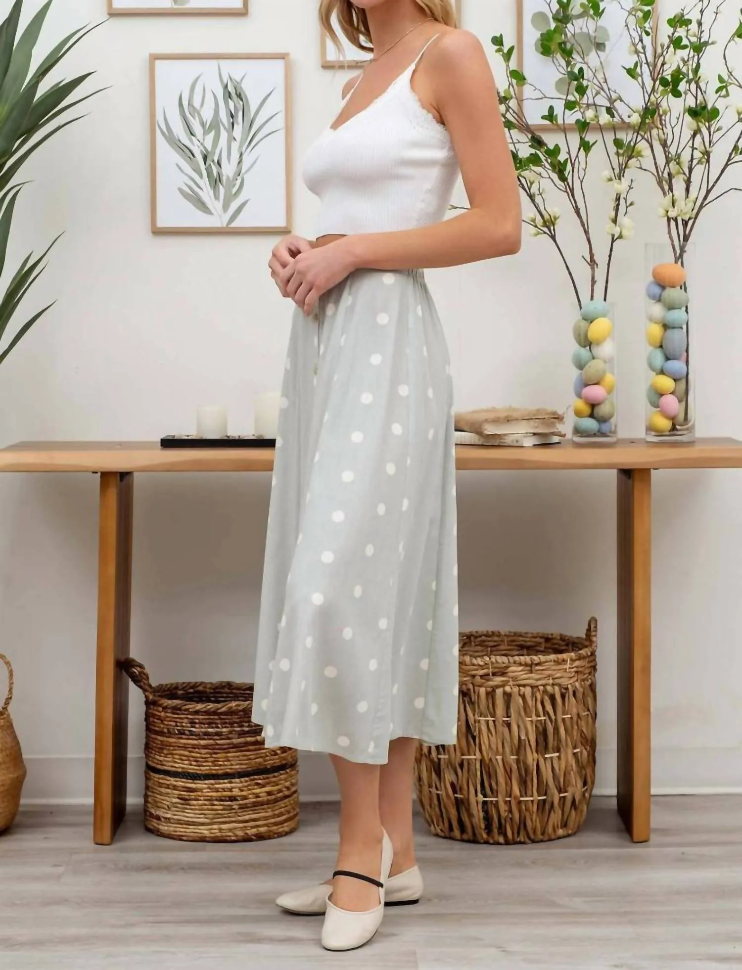 Blu Pepper - Polka Dot Midi Skirt