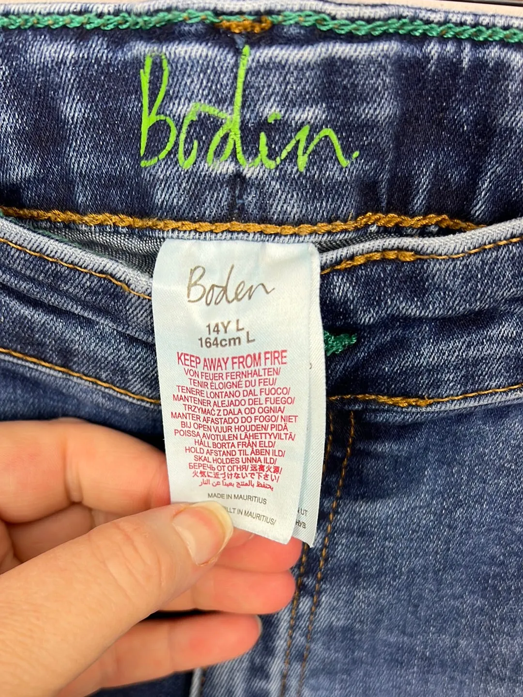 Boden distressed blue jeans 14y long