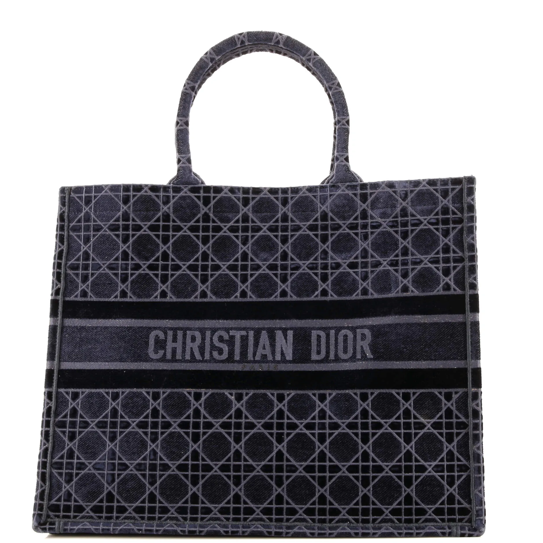 Book Tote Cannage Embroidered Velvet Large