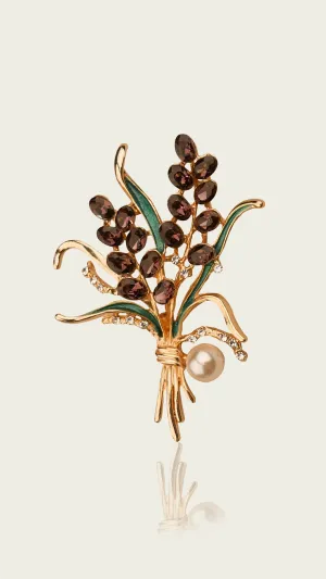 Bouquet Brooch with Purple Zirconia