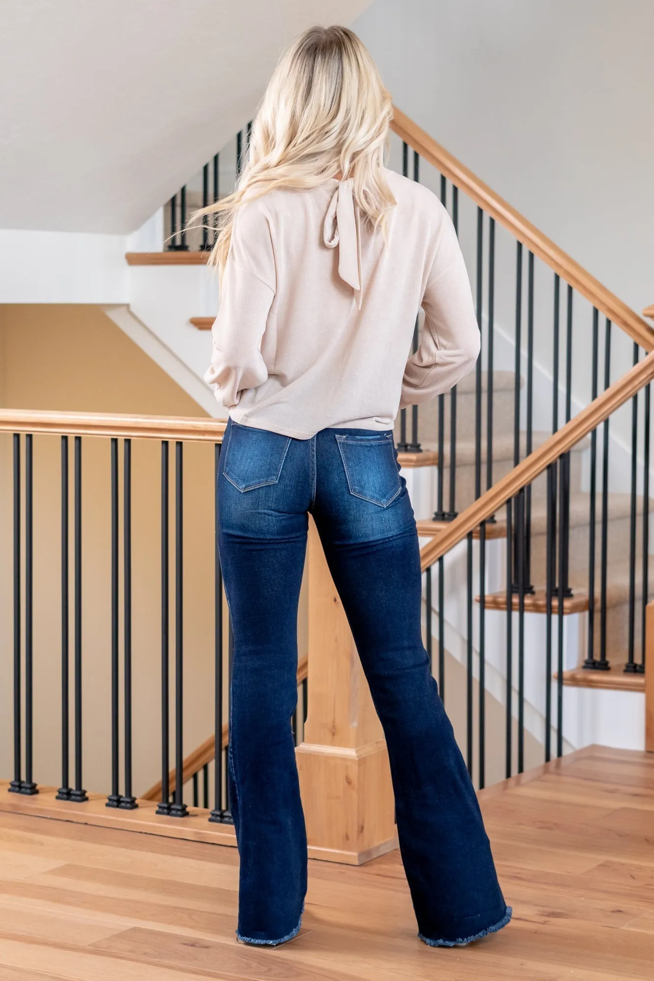 Bri High Rise Double Button Flare