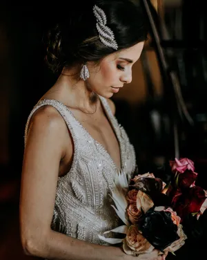 Bridal headpieces - Silver fern hair comb by Stephanie Browne