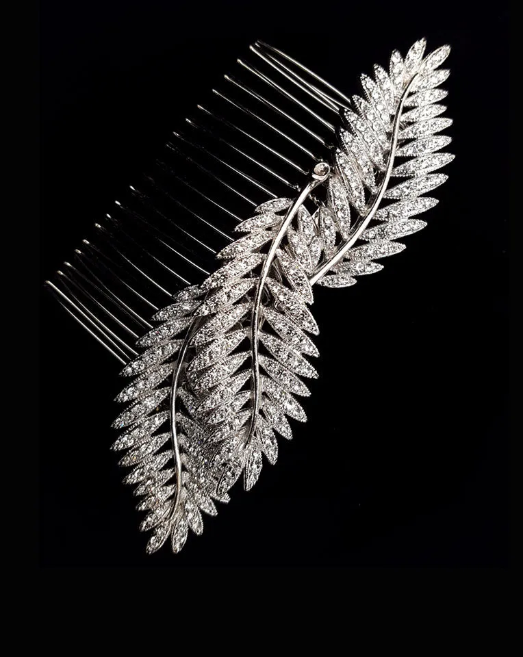 Bridal headpieces - Silver fern hair comb by Stephanie Browne