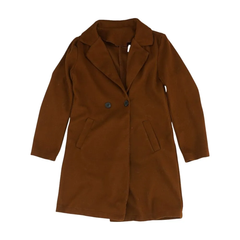 Brown Solid Peacoat Coat