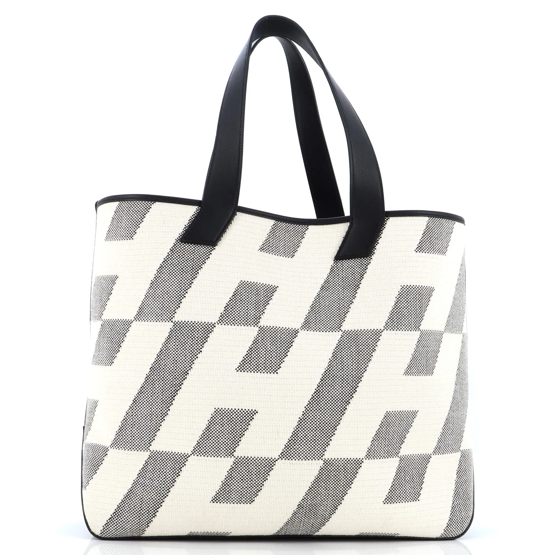 Cabas H en Biais Tote Canvas with Leather 40