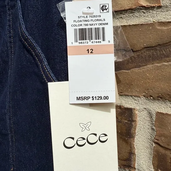 CeCe Women's Utility-Pocket High-Rise Dark Wash Bootcut Jeans 12