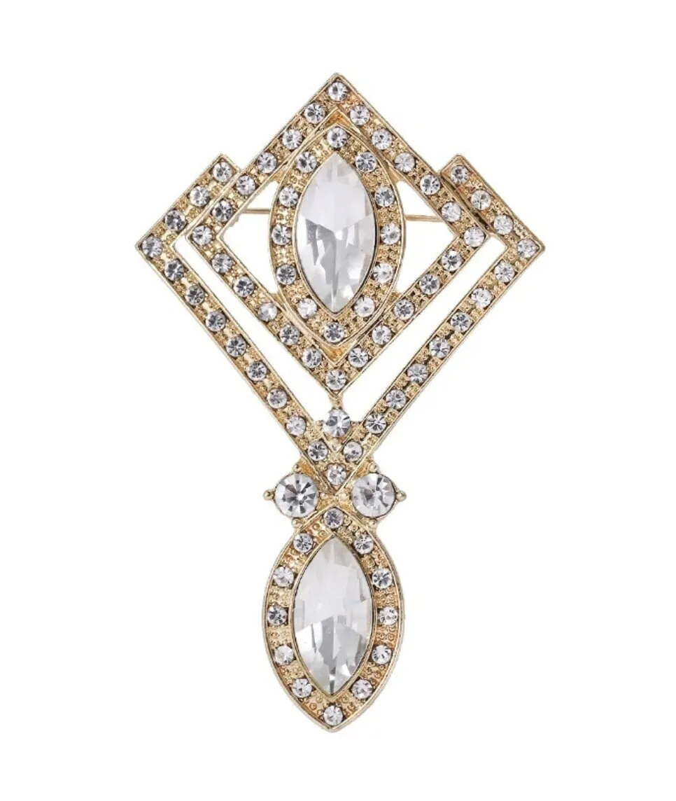 Celebrity brooch designer vintage look queen broach gold silver plated pin g70