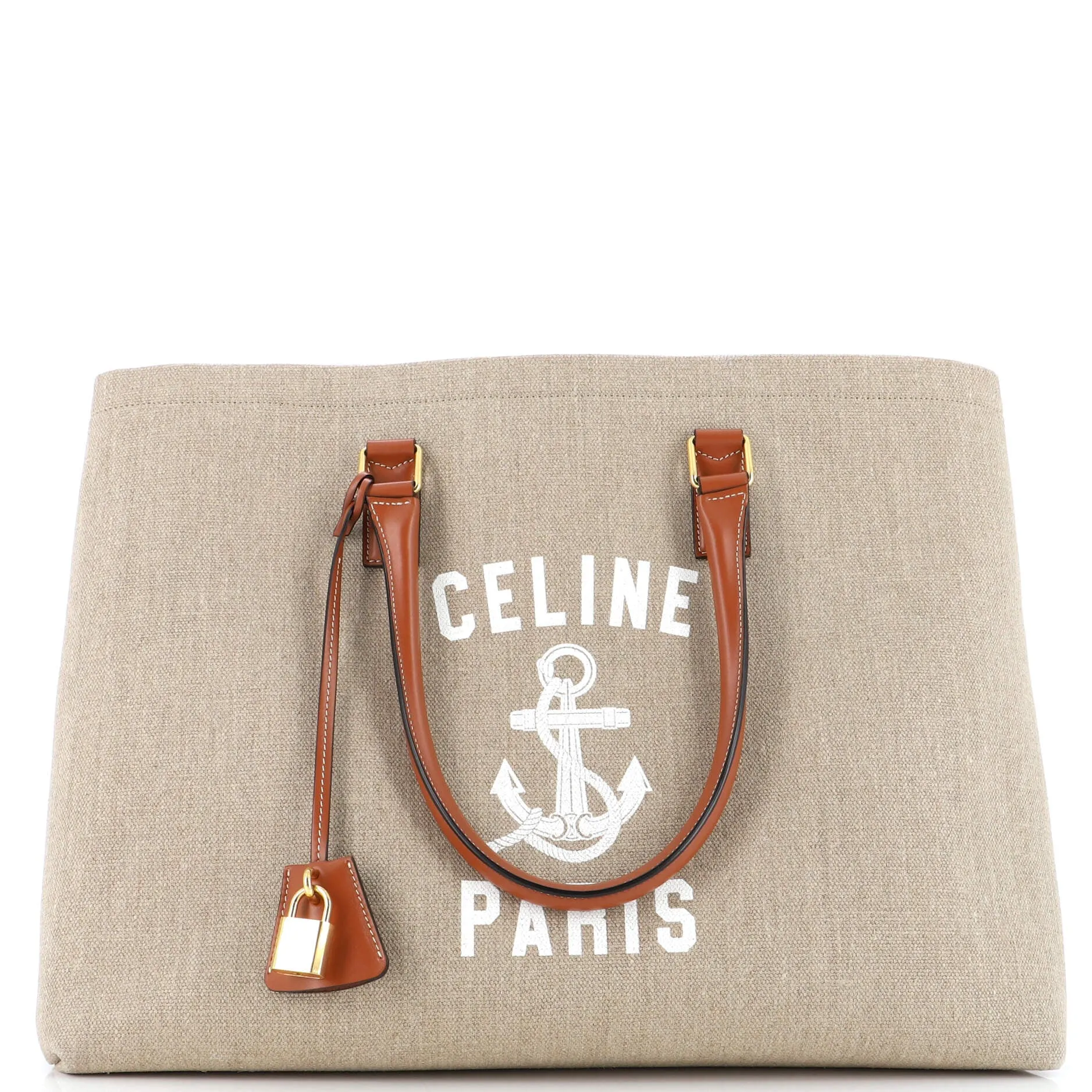 CELINE St. Tropez Horizontal Cabas Tote Canvas with Leather
