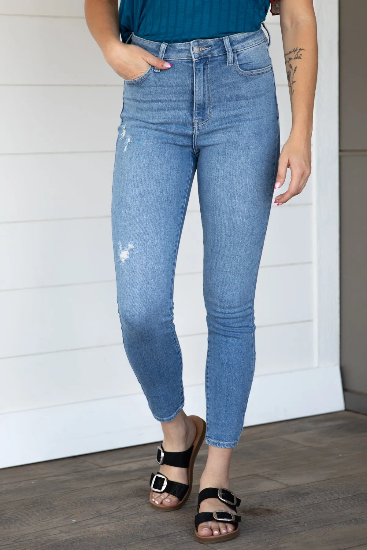 Cello Light Wash High Rise Ankle Skinny Jean
