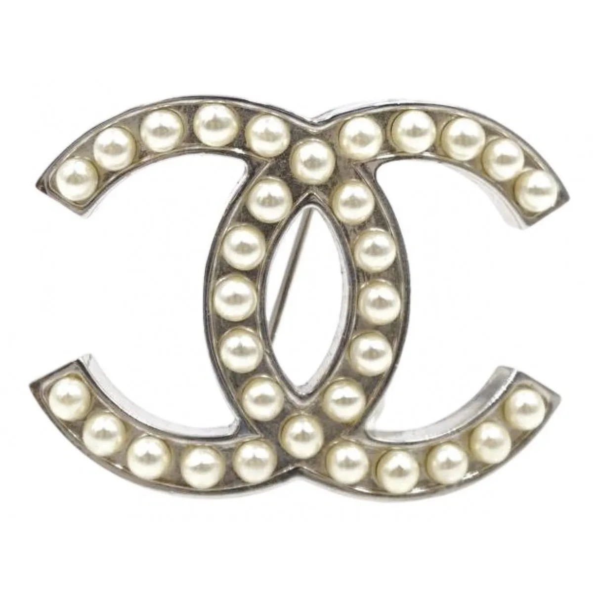 Chanel cc silver metal pins & brooches