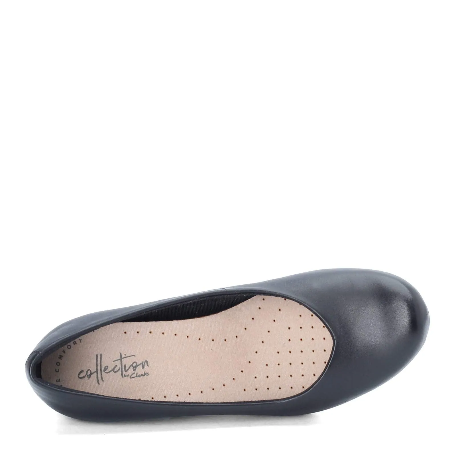 Clarks Women's Flores Tulip Wedge Pump,Black Leather,9 M US