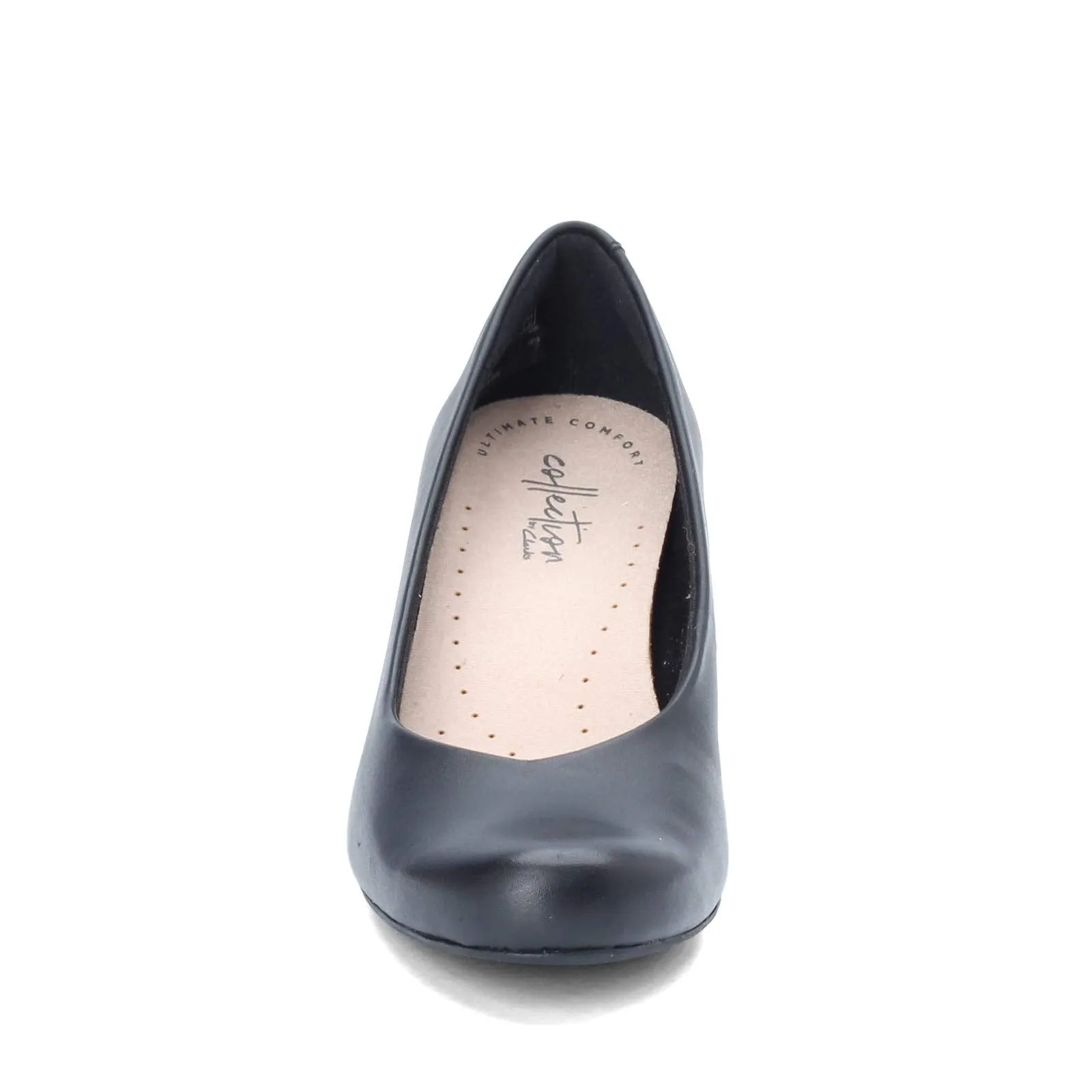 Clarks Women's Flores Tulip Wedge Pump,Black Leather,9 M US