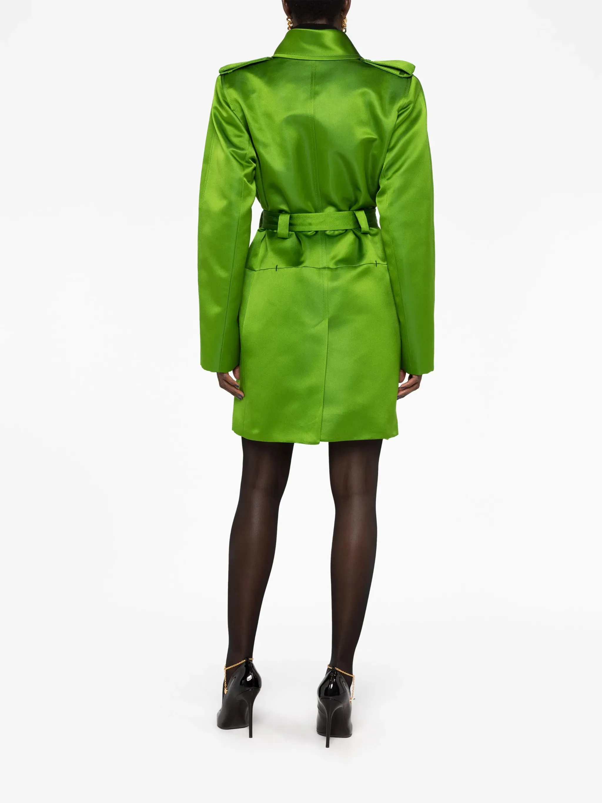 coat double-breasted Low-cost Customer-first belted silk