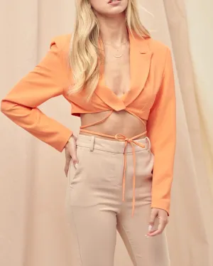 Cropped Tie Strap Blazer