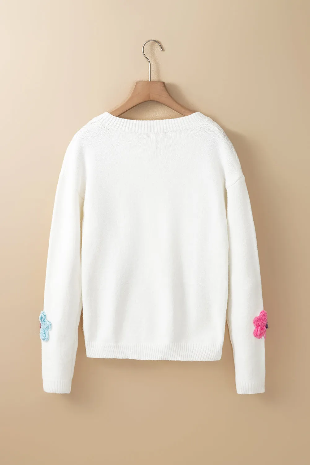 Cute Knitted Floral Pattern Cardigan