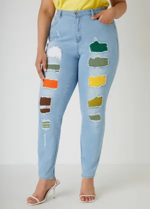 Cutout Ribbed Detail Skinny Jeans